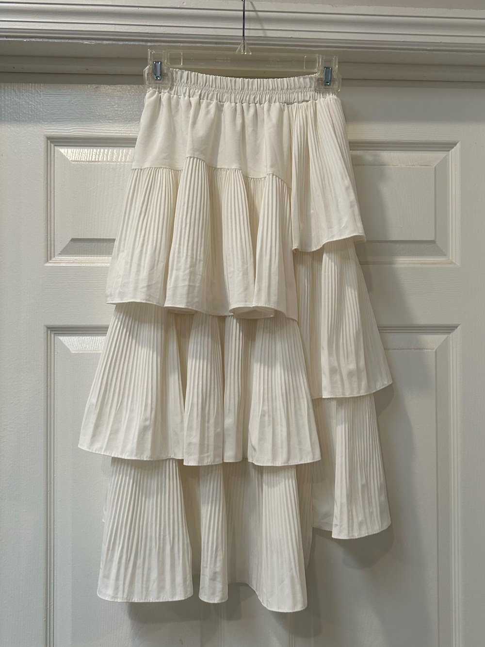 The Young London White Ruffle Pleated Midi Skirt One Size